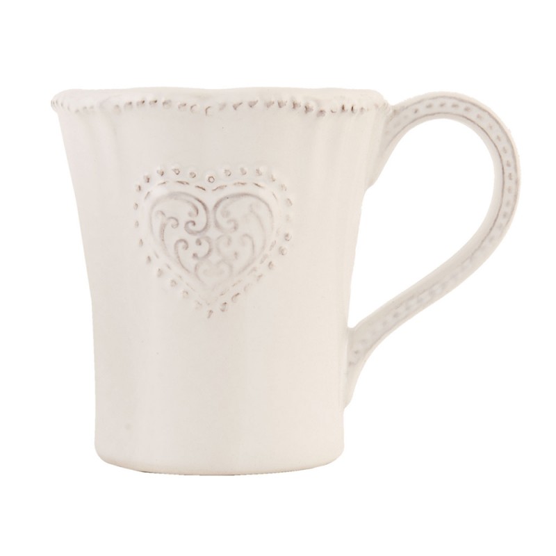 HRTMUN Mug 300 ml Beige Ceramic Heart Round Coffee Mug