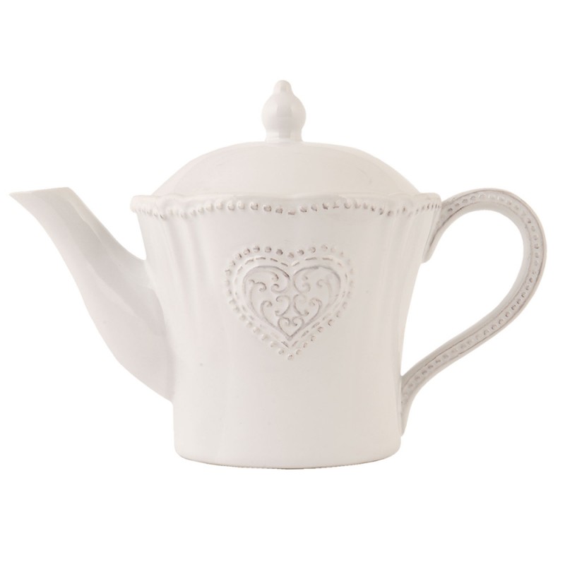 HRTTEN Teekanne 900 ml Beige Keramik Herz Rund Kanne für Tee