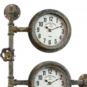 2JJKL00001 Wall Clock 41x16x69 cm Brown Iron Wood Round Hanging Clock