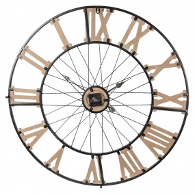 25KL0136 Wall Clock Ø 80 cm  Brown Wood Metal Round Hanging Clock