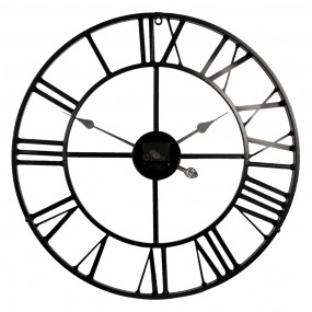 25KL0138 Wall Clock Ø 60 cm Black Metal Round Hanging Clock