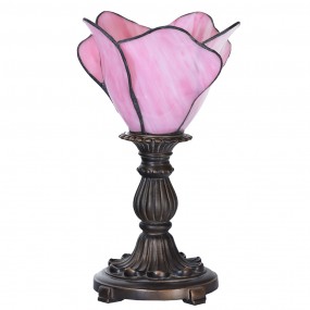 25LL-6099 Lampe de table Tiffany Ø 20x30 cm Rose Verre Fleur Lampe de bureau Tiffany