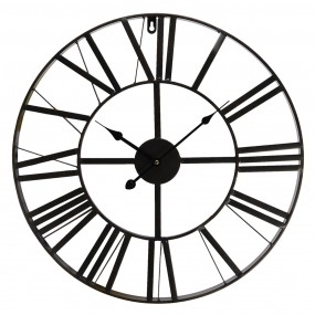 25KL0140XS Wall Clock Ø 50 cm Black Metal Round Hanging Clock