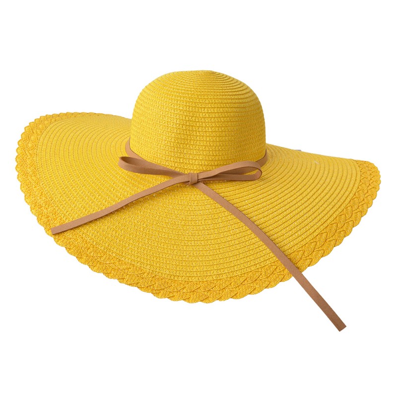JZHA0041 Cappello da donna Ø58 cm Beige Paglia di carta Rotondo Cappello da sole