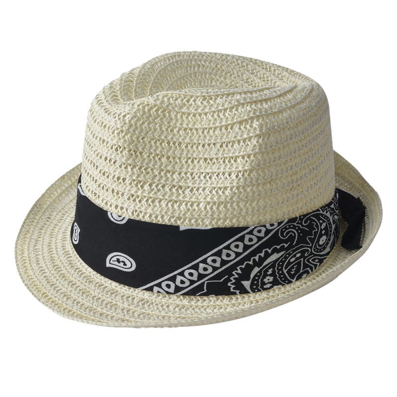 JZHA0051N Cappello da donna 24x23 cm Beige Paglia di carta Rotondo Cappello da sole