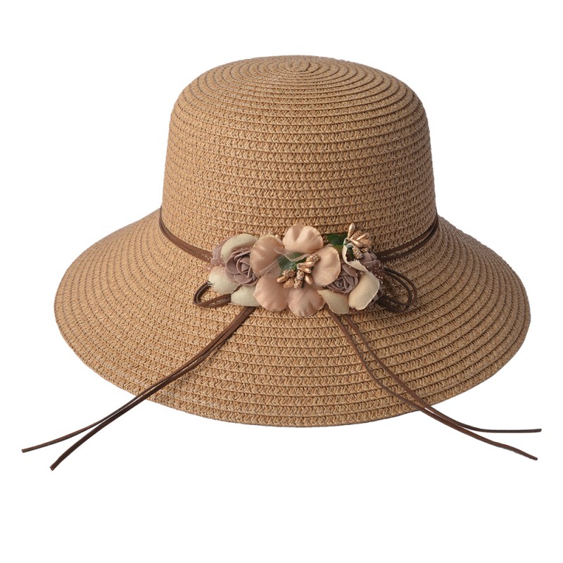 JZHA0055KH Cappello da donna Maat: 57 cm Marrone Paglia di carta Rotondo Cappello da sole