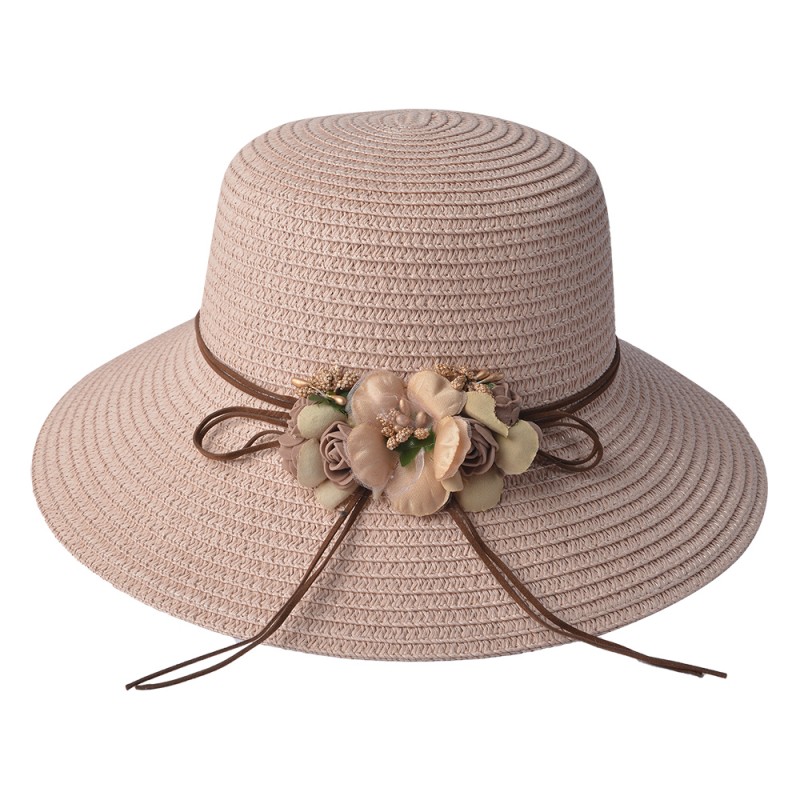 JZHA0055P Cappello da donna Maat: 56 cm Rosa Paglia di carta Rotondo Cappello da sole