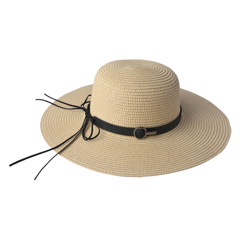 JZHA0058 Cappello da donna Ø 58 cm Beige Paglia di carta Rotondo Cappello da sole