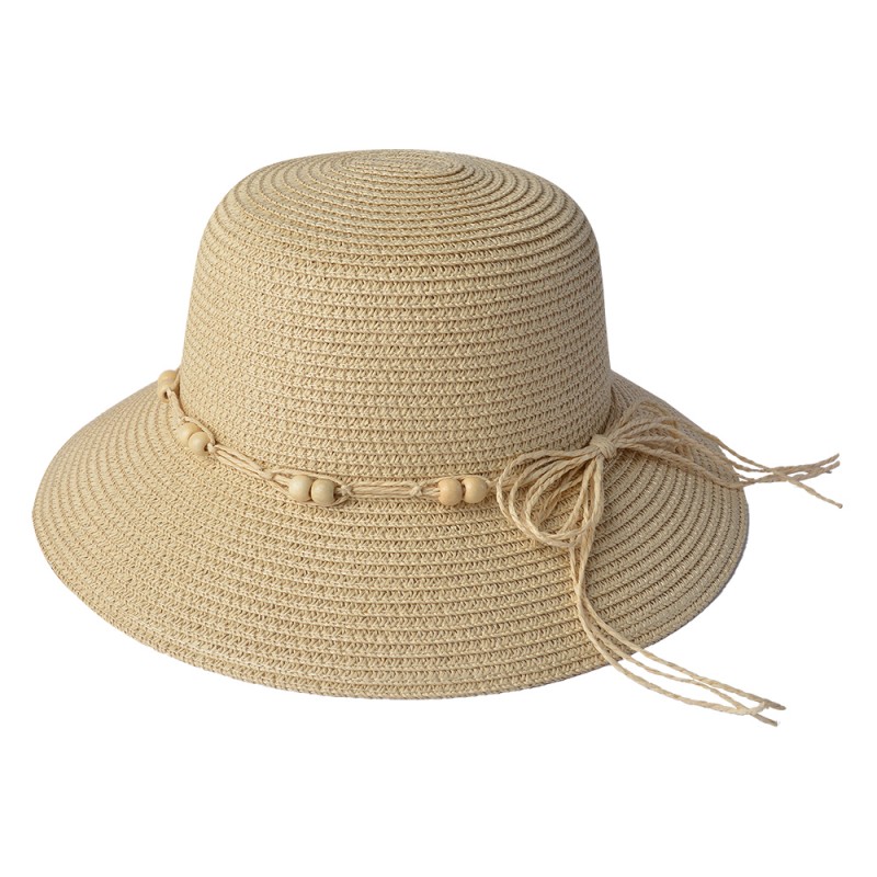 JZHA0059 Cappello da donna Ø 58 cm Beige Paglia di carta Rotondo Cappello da sole