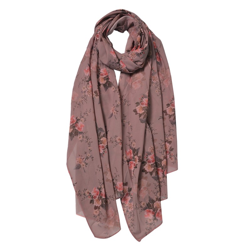 JZSC0527P Printed Scarf 90x180 cm Pink Synthetic Shawl Women