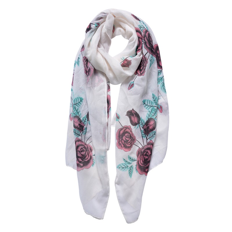 JZSC0533BE Printed Scarf 70x180 cm Beige Synthetic Shawl Women