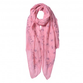 2JZSC0536P Printed Scarf 70x180 cm Pink Synthetic Shawl Women