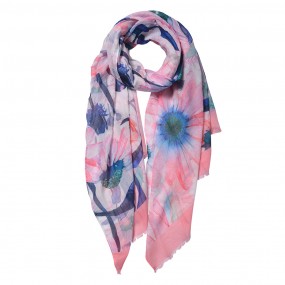 2JZSC0551P Printed Scarf 70x180 cm Pink Synthetic Shawl Women