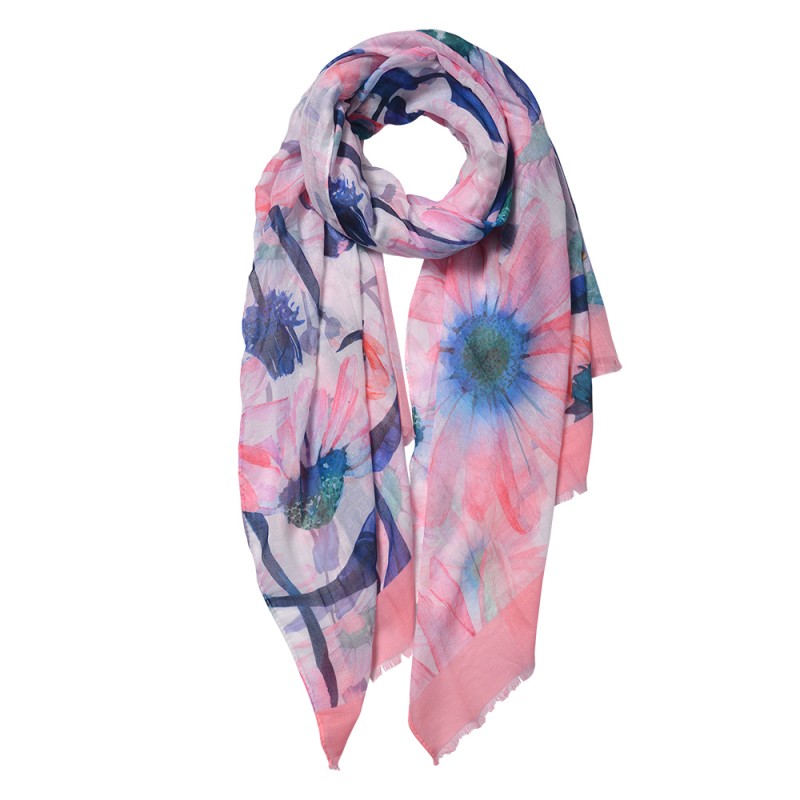 JZSC0551P Printed Scarf 70x180 cm Pink Synthetic Shawl Women
