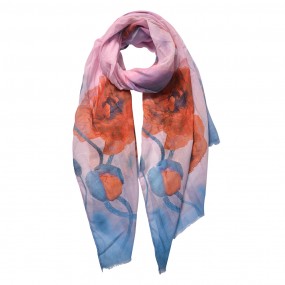 2JZSC0553 Printed Scarf 70x180 cm Pink Synthetic Shawl Women