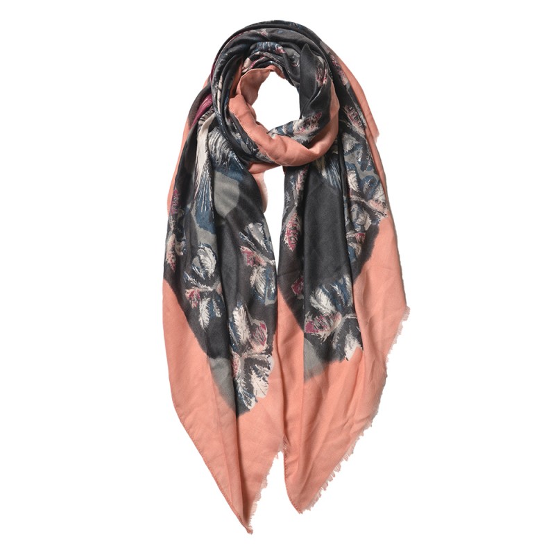 JZSC0597P Printed Scarf 85x180 cm Pink Synthetic Shawl Women