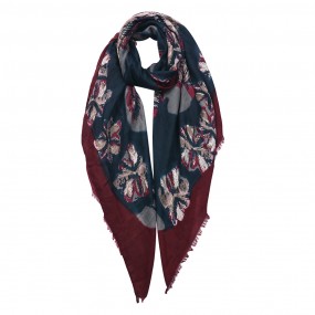 2JZSC0597R Printed Scarf 85x180 cm Red Synthetic Shawl Women