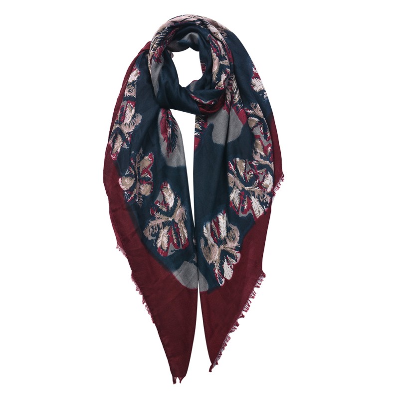 JZSC0597R Printed Scarf 85x180 cm Red Synthetic Shawl Women