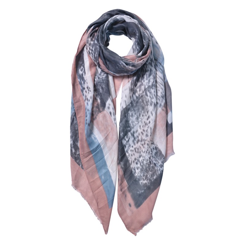 JZSC0598P Printed Scarf 85x180 cm Pink Synthetic Shawl Women