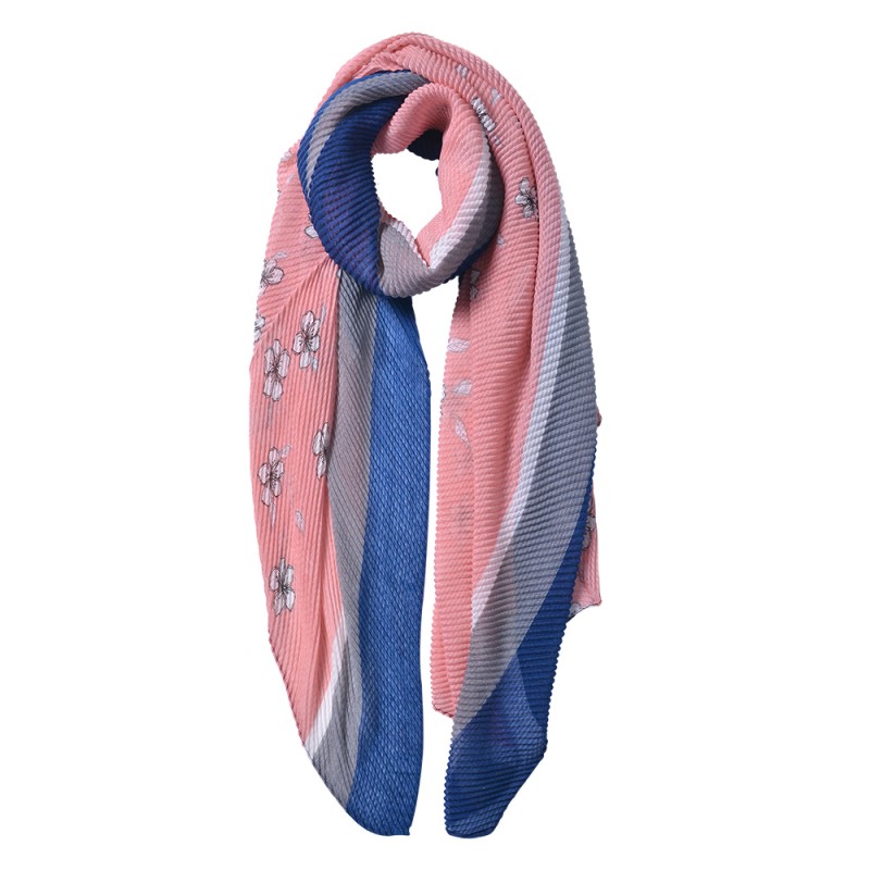 JZSC0604P Printed Scarf 85x180 cm Pink Synthetic Shawl Women