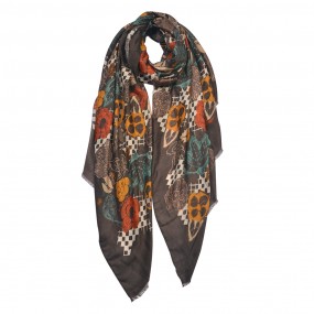 2JZSC0635 Printed Scarf 85x180 cm Brown Synthetic Shawl Women