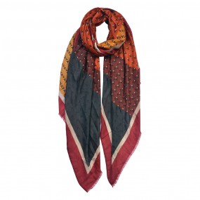 2JZSC0643 Printed Scarf 85x180 cm Red Synthetic Shawl Women
