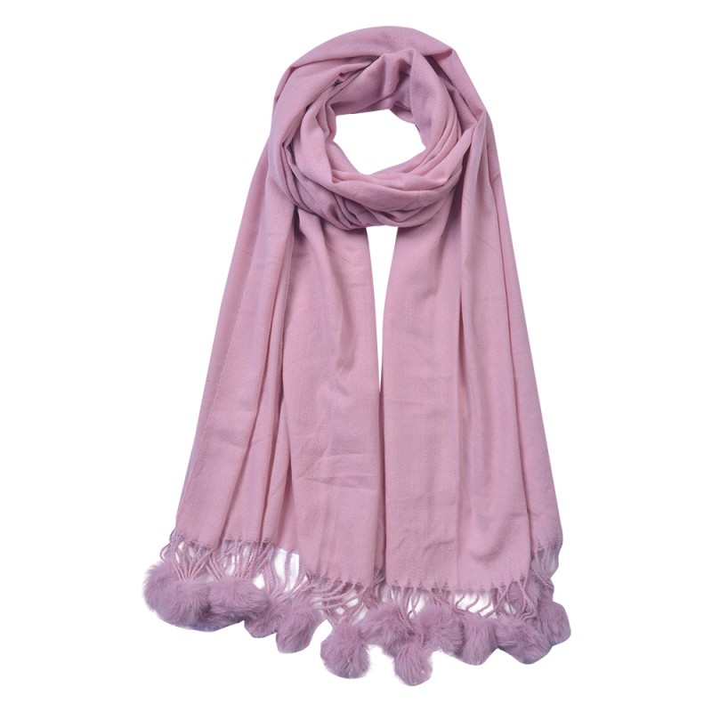 JZSC0648P Solid Colour Scarf 70x180 cm Pink Synthetic Shawl Women