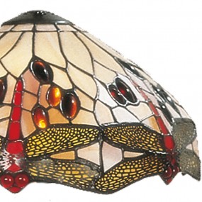 25LL-1100 Lampenschirm Tiffany Ø 31x17 cm Beige Rot Glas Libelle Glaslampenschirm