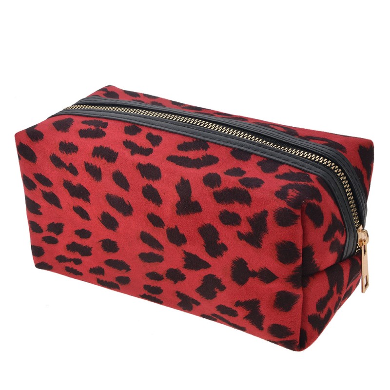 JZTB0001R Damenkulturtasche 21x10x10 cm Rot Kunstleder Leopardenmuster Rechteck