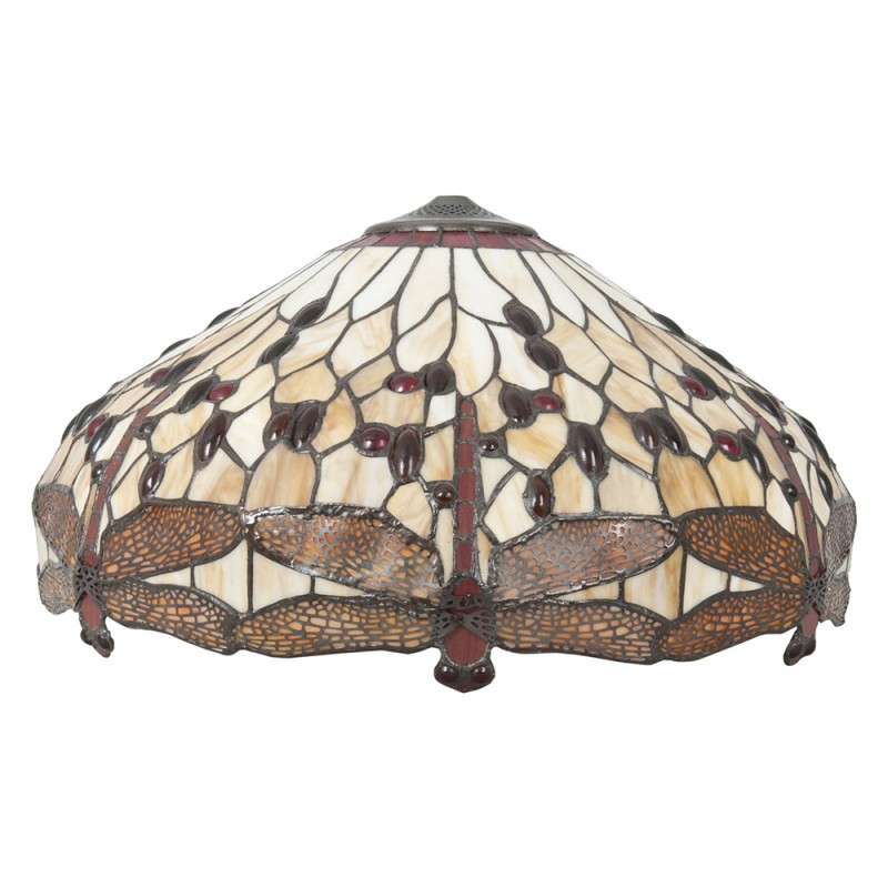 5LL-1102 Lampshade Tiffany Ø 49x28 cm Brown Beige Glass Dragonfly Glass lampshade