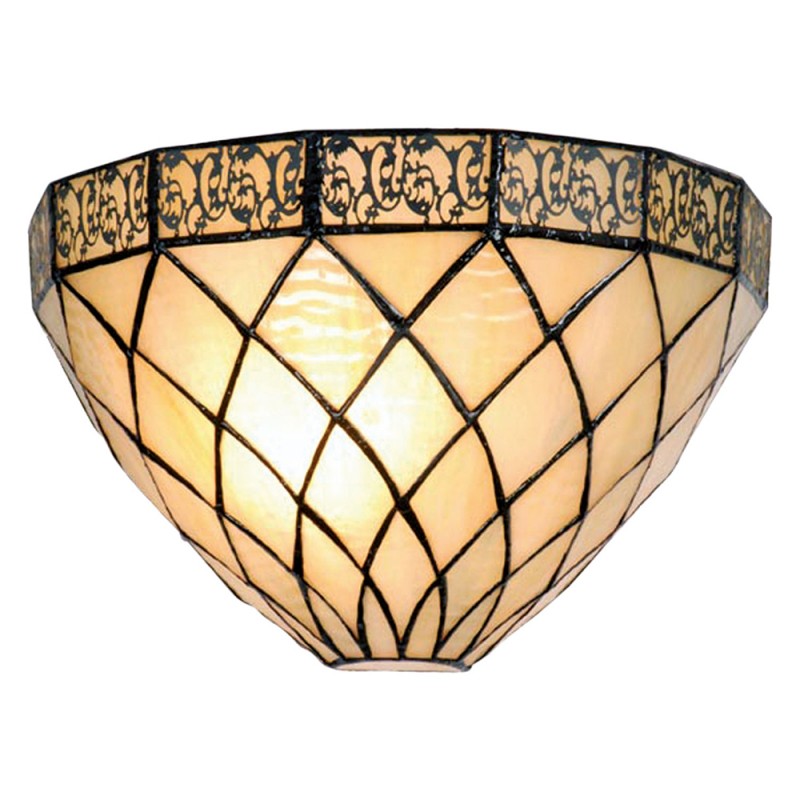 5LL-1138 Wandlamp Tiffany  30x15x20 cm Beige Bruin Metaal Glas Muurlamp