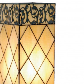 25LL-1139 Lampe de table Tiffany 18x45 cm Beige Marron Verre Carré Lampe de bureau Tiffany
