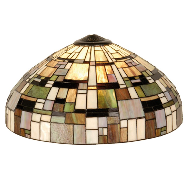 5LL-1143 Lampenschirm Tiffany Ø 50x27 cm Beige Grün Glas Dreieck Glaslampenschirm