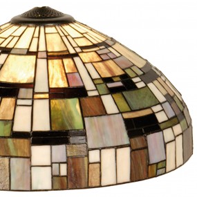 25LL-1143 Lampenschirm Tiffany Ø 50x27 cm Beige Grün Glas Dreieck Glaslampenschirm