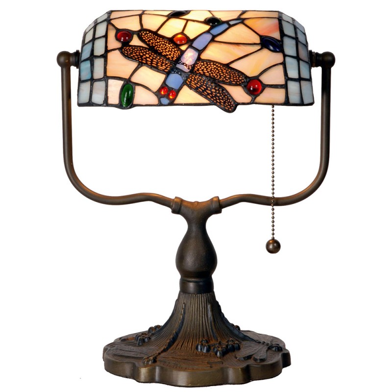 5LL-1144 Table Lamp Tiffany 27x20x36 cm Blue Brown Metal Glass Butterfly Desk Lamp Tiffany