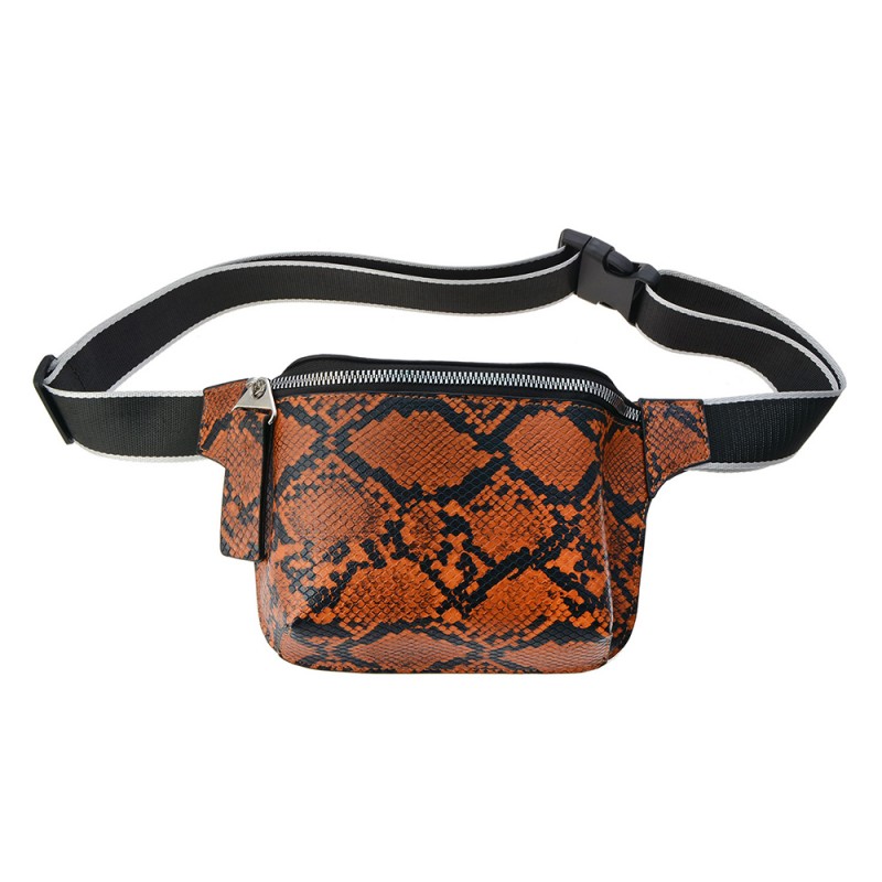 JZWB0005CH Women's Belt Bag Brown Artificial Leather Snake Leather Square Belt Bag