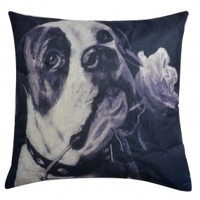 2KG023.053 Decorative Cushion 43x43 cm Black White Synthetic Dog Square Cushion Cover with Cushion Filling
