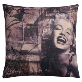 2KG023.060 Decorative Cushion 43x43 cm Black White Synthetic Woman Square Cushion Cover with Cushion Filling