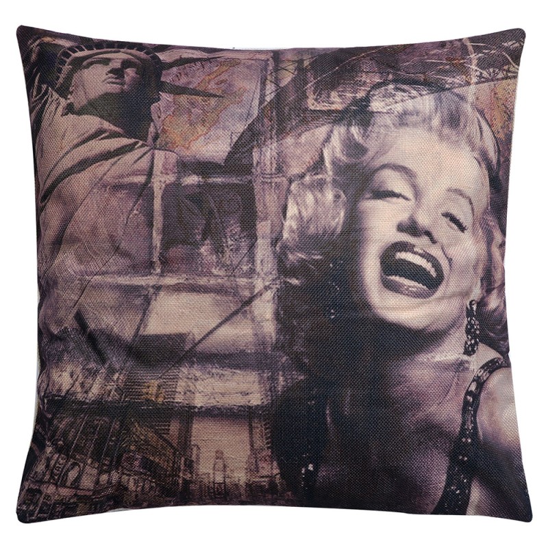 KG023.060 Decorative Cushion 43x43 cm Black White Synthetic Woman Square Cushion Cover with Cushion Filling