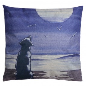 2KG023.090 Throw Pillow 43*43*4 cm Blue, Grey, Black Synthetic Dog Square