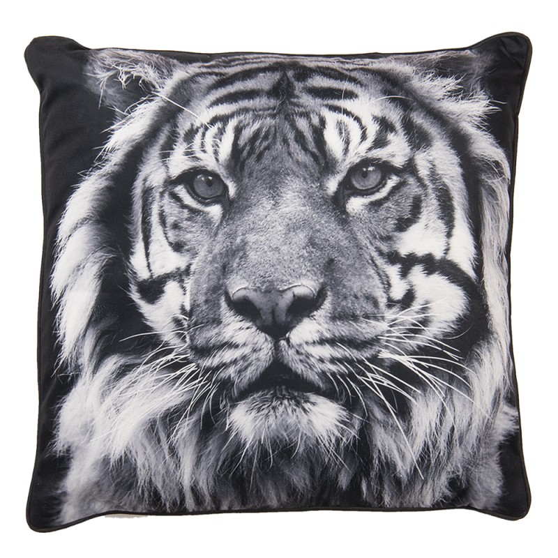 KG023.105 Decorative Cushion 45x45 cm Grey Synthetic Tiger Square Cushion Cover with Cushion Filling