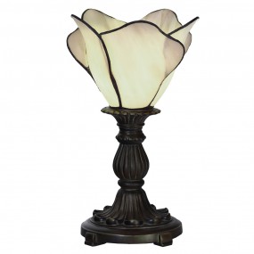 25LL-6099N Lampada da tavolo Tiffany Ø 20x30 cm Beige Vetro Fiore Lampada da scrivania Tiffany