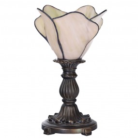 25LL-6099N Lampada da tavolo Tiffany Ø 20x30 cm Beige Vetro Fiore Lampada da scrivania Tiffany