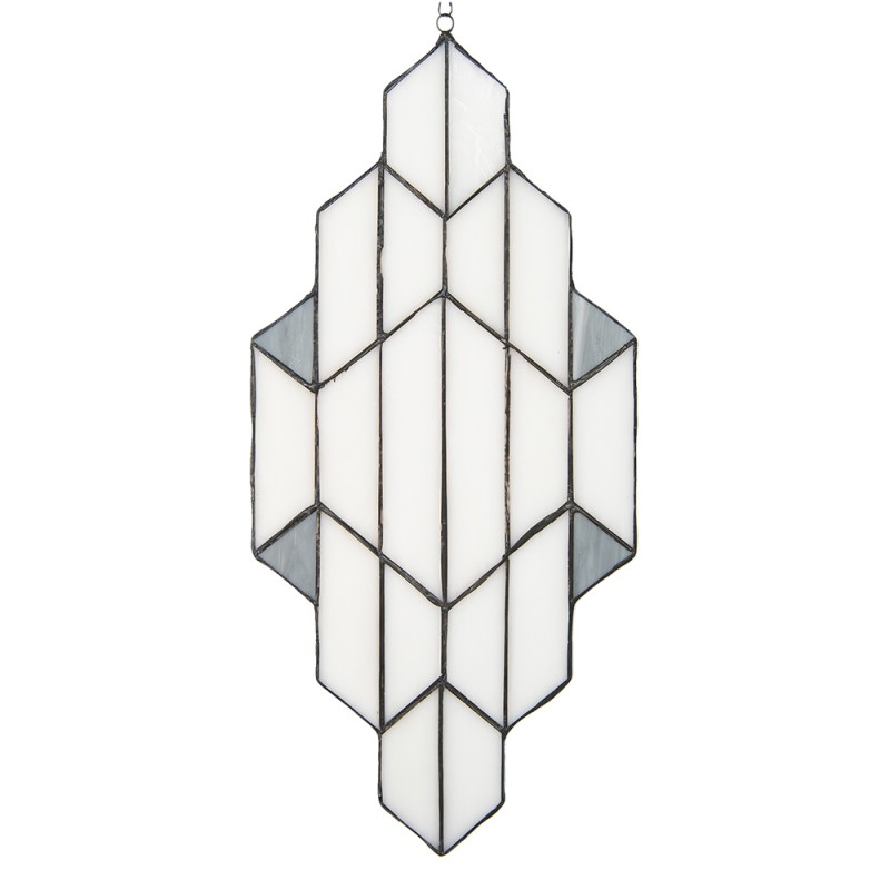 5LL-6120 Tiffany Glass Panel 23x50 cm White Grey Glass Glass Art