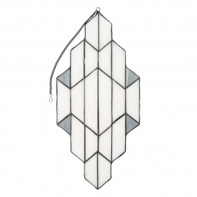 25LL-6120 Tiffany Glass Panel 23x50 cm White Grey Glass Glass Art