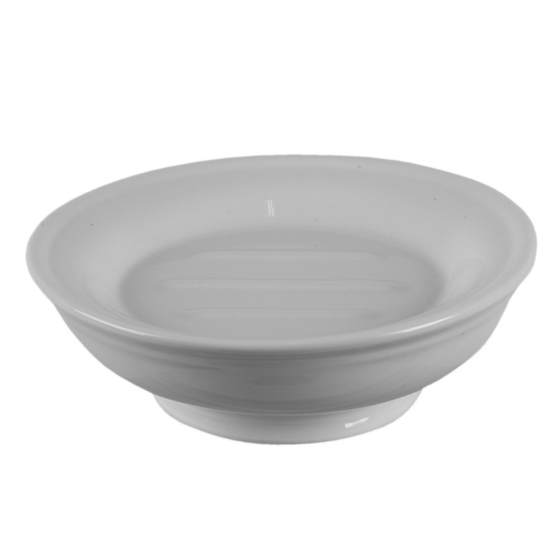64935 Soap Dish Ø 14x5 cm White Ceramic Round Soap Holder