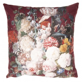 2KT021.210 Cushion Cover 45x45 cm Red Polyester Flowers Square Pillow Cover