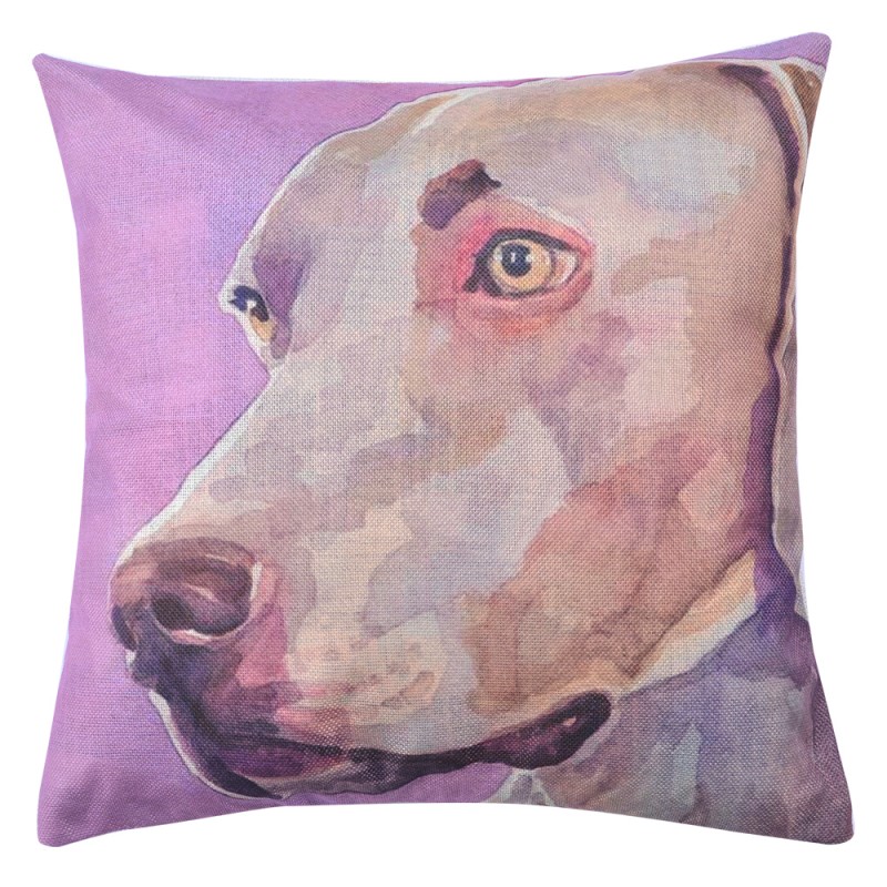 KT021.229 Cushion Cover 43x43 cm Brown Purple Polyester Dog Square Pillow Cover
