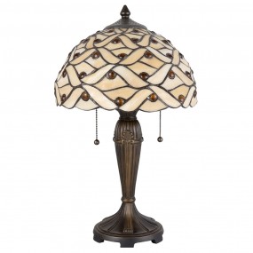 25LL-5181 Table Lamp Tiffany Ø 30x50 cm Beige Brown Glass Semicircle Desk Lamp Tiffany