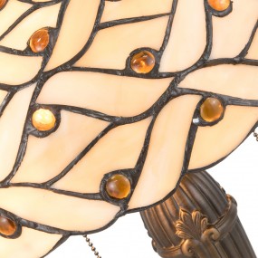 25LL-5181 Tiffany Tafellamp  Ø 30x50 cm Beige Bruin Glas Halfrond Tiffany Bureaulamp